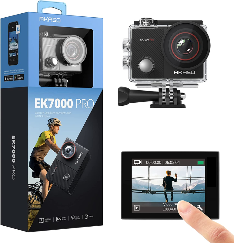 Pro 4K Action Camera with Touch Screen EIS Adjustable View Angle Web Underwater