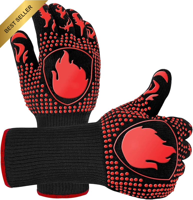 BBQ Fireproof Gloves 1472F Heat Resistant Cut-Resistant Silicone Mitts