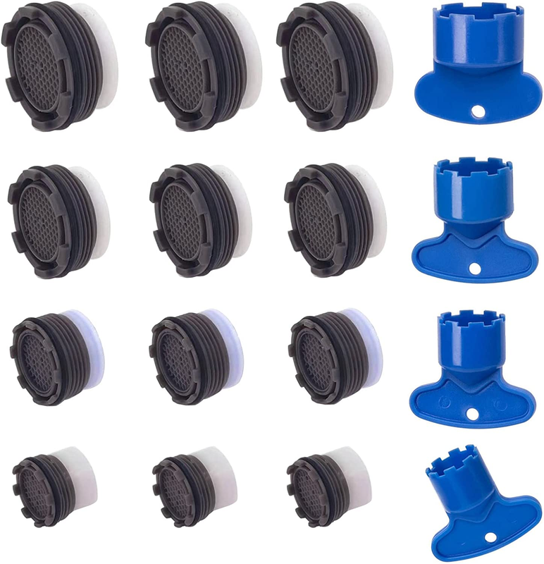 12 Pcs Insert Faucet Aerator Faucet Aerators with 4 Pcs Key Removal Wrench Tool,
