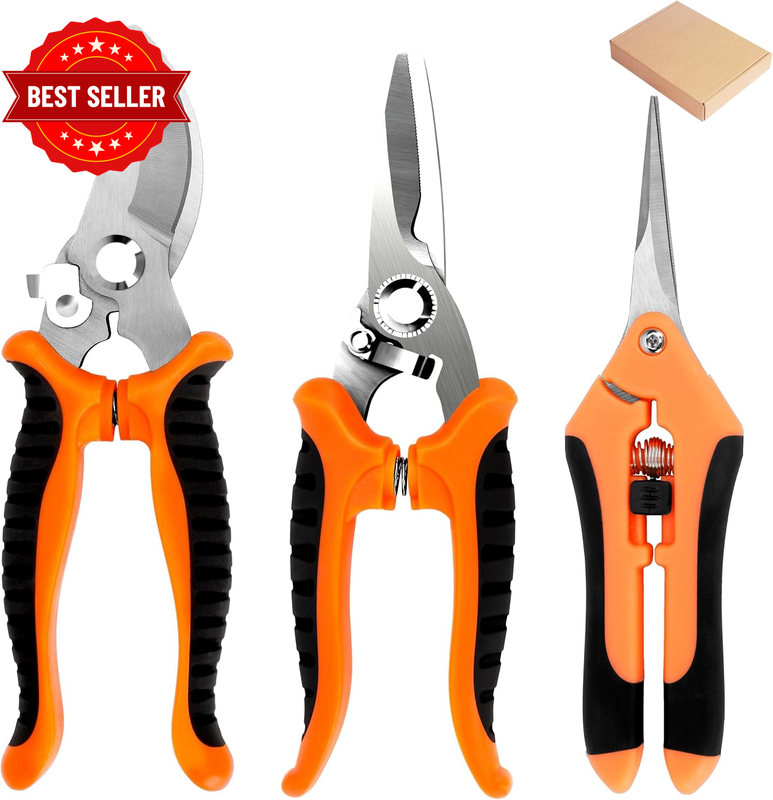 3 Pack Garden Shears Set, Secateurs, Garden Scissors, Pruning Shears