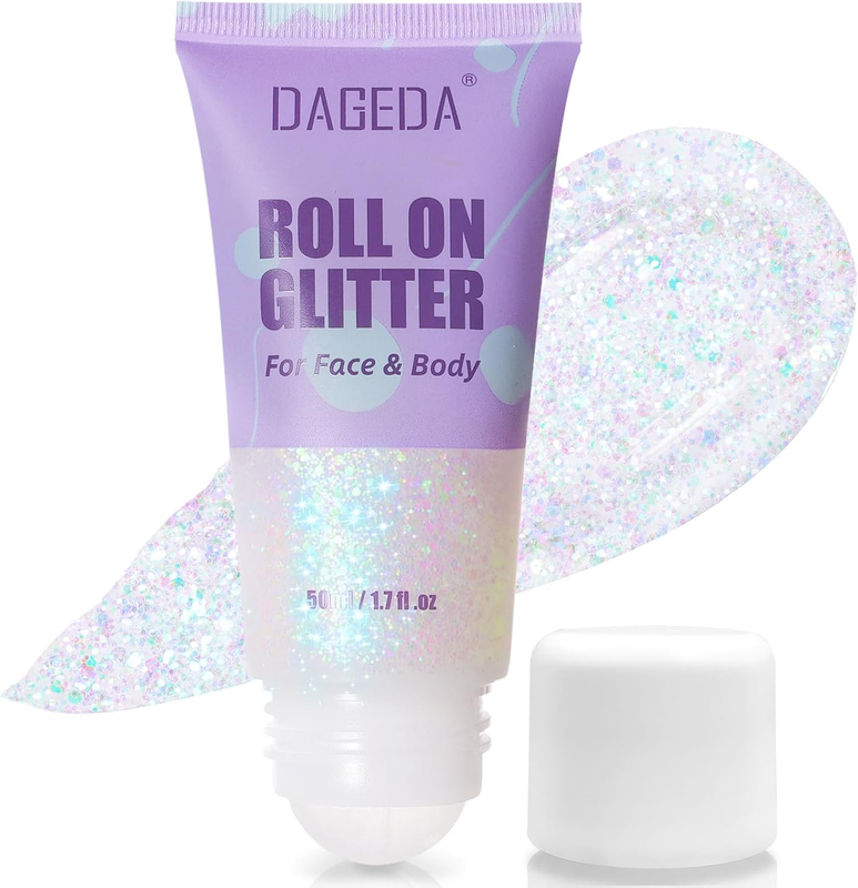 Galaxy Blue Roll-On Body Glitter,Holographic Hair Face Glitter Gel