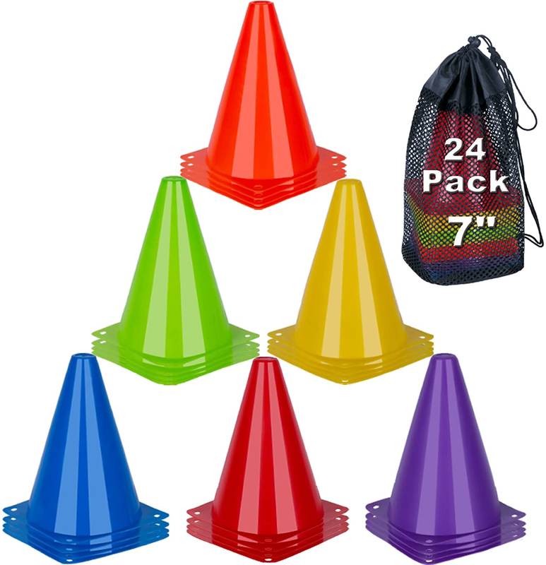 24 Pack Cones Sports Training Agility Field Marker Plastic Cones for Skating