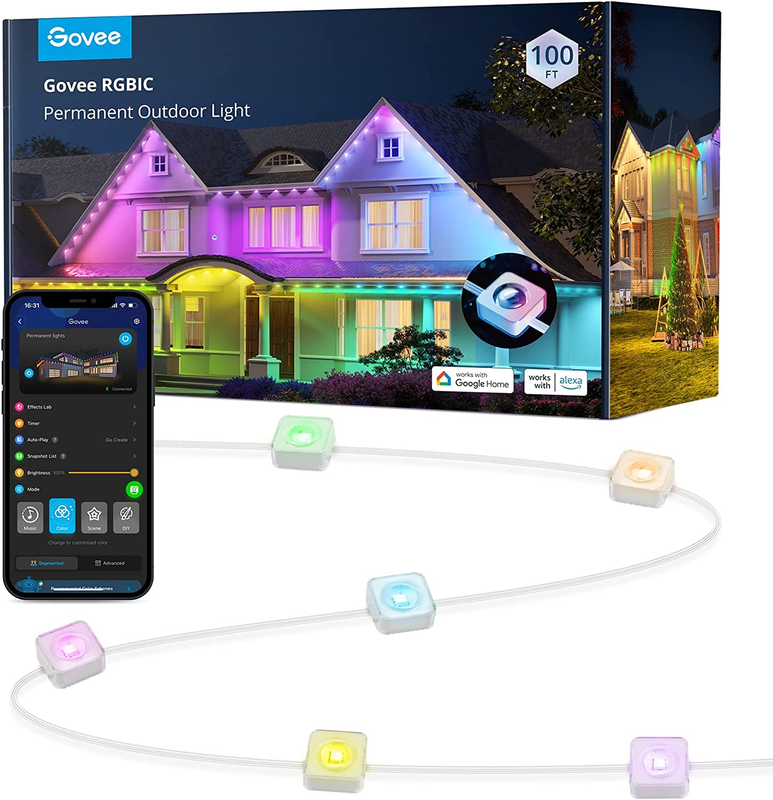 Permanent Outdoor Lights, Smart RGBIC Outdoor Lights with 75 Scene Modes, 100Ft