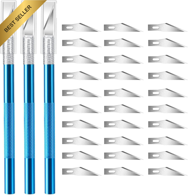 3PCS Craft Knife Hobby Exacto Knife with 30 PCS Spare Exacto Knife Blades Kit fo