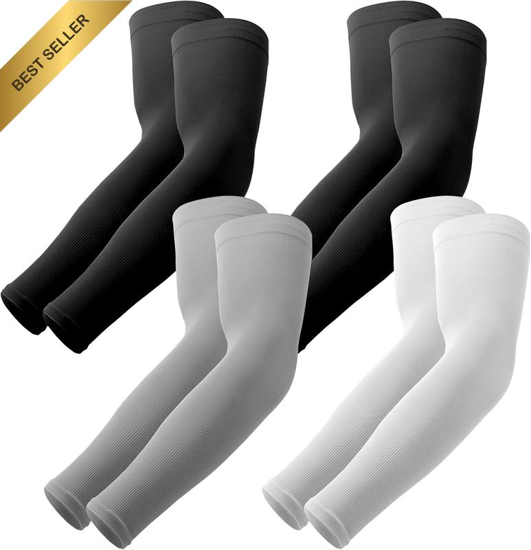 2 Pairs UV Sun Protection Arm Sleeves for Men & Women - Tattoo Cover up - UPF 50