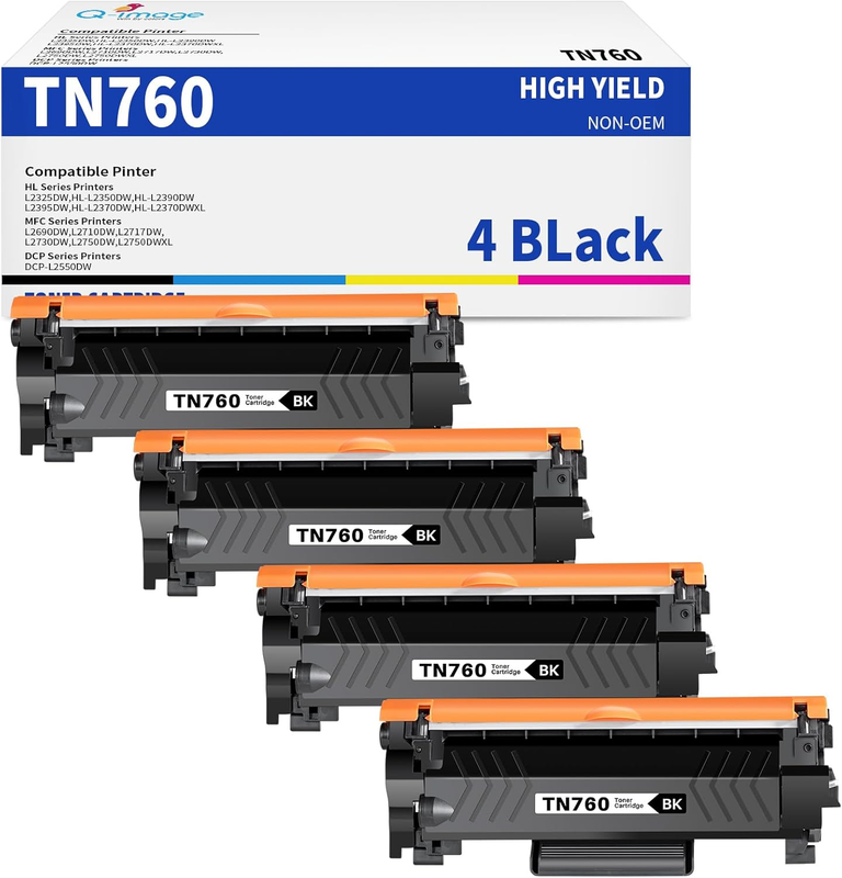 (New Chip) TN760 Compatible Toner Cartridges Replacement for TN760 TN-760 TN730