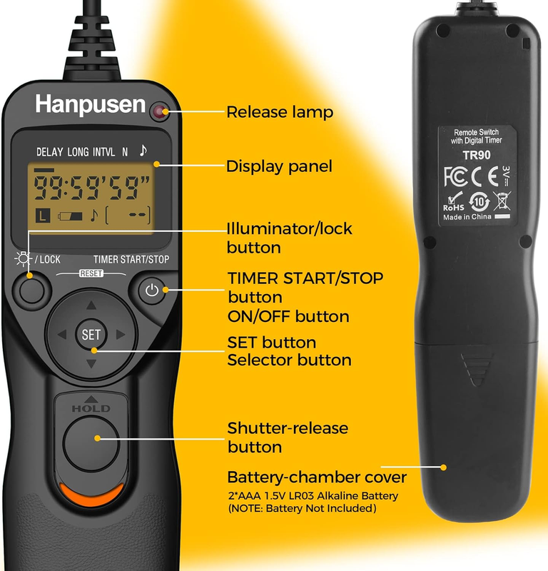 Camera Wired Intervalometer Remote Control - Cameras Timer Shutter Release for C