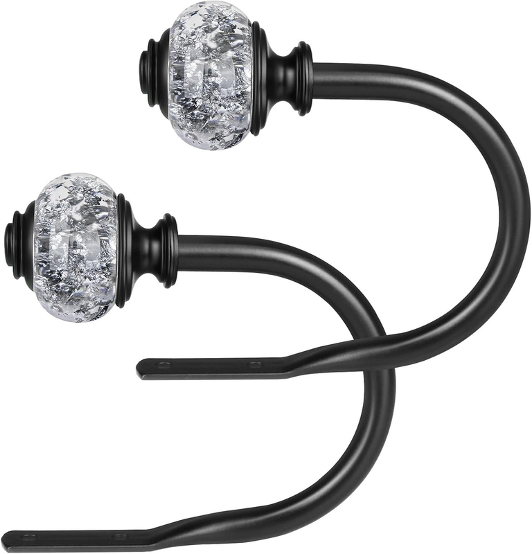 Curtain Holdbacks 2 Pack Wall Mount Drapery Tiebacks Crystal Ball Hooks Decor