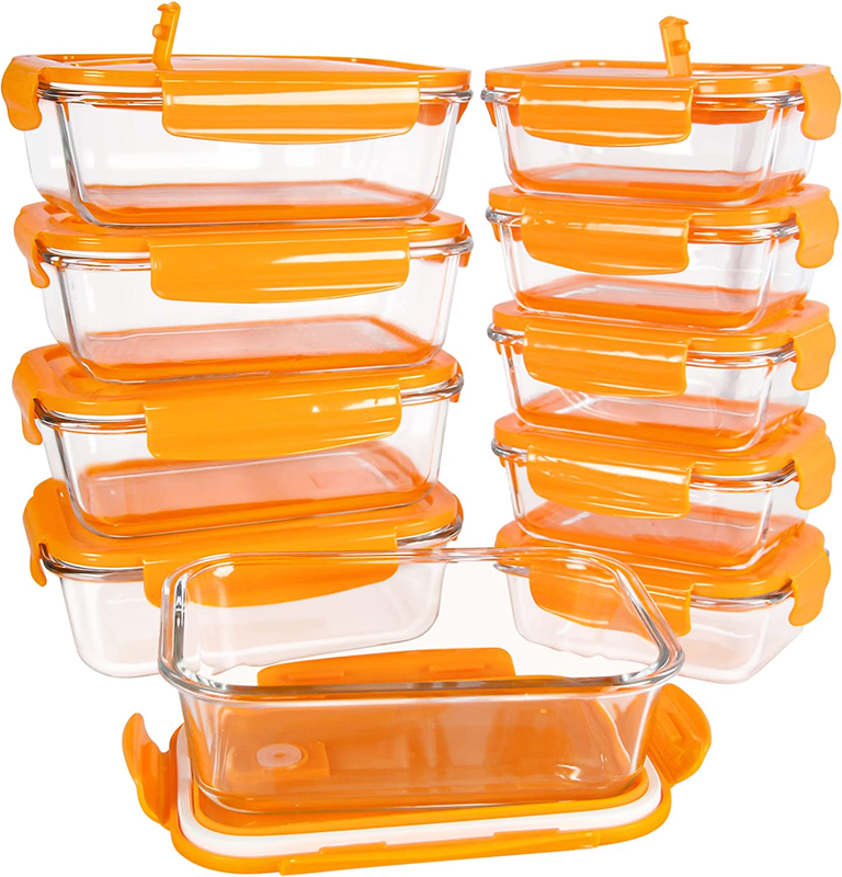Set, Glass Meal Prep Containers With Lids
