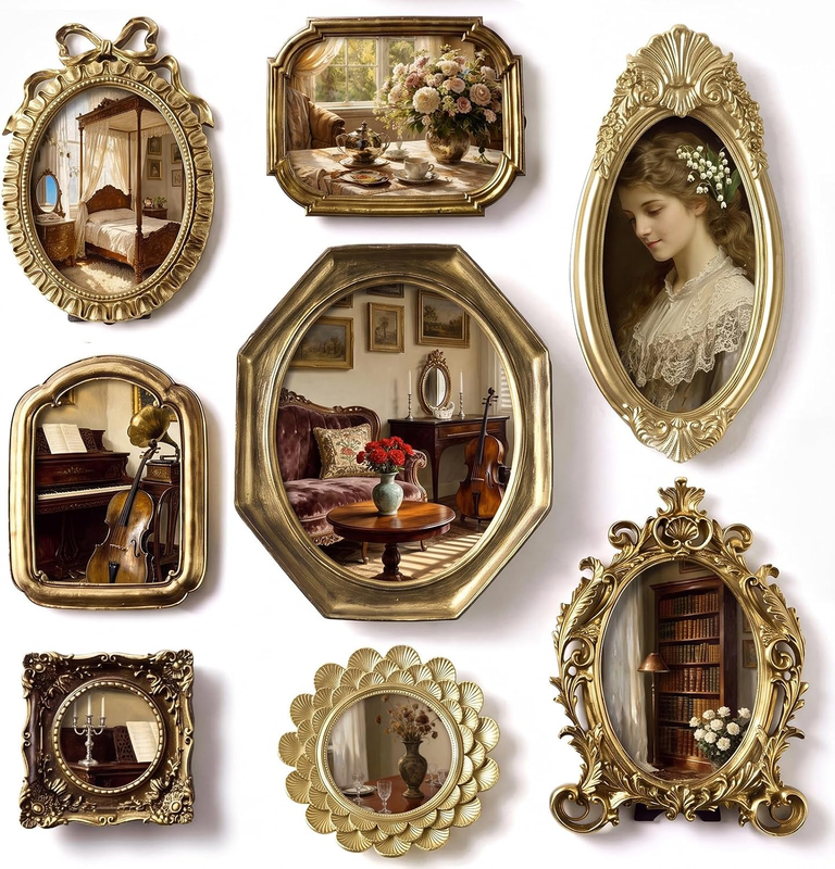 8 Pcs Picture Gold Vintage Gallery Wall Frame Set 5 Sizes
