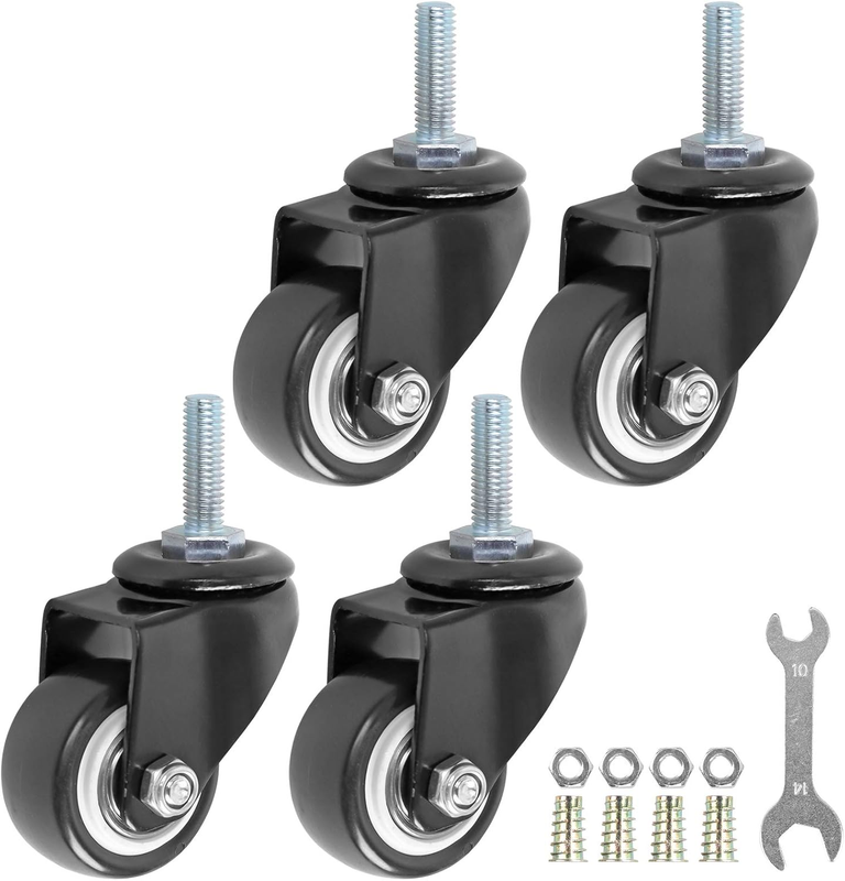 GXYY  1.5 Inch Swivel Caster Wheels PU 360 Degree Threaded Stem Caster Wheel M8