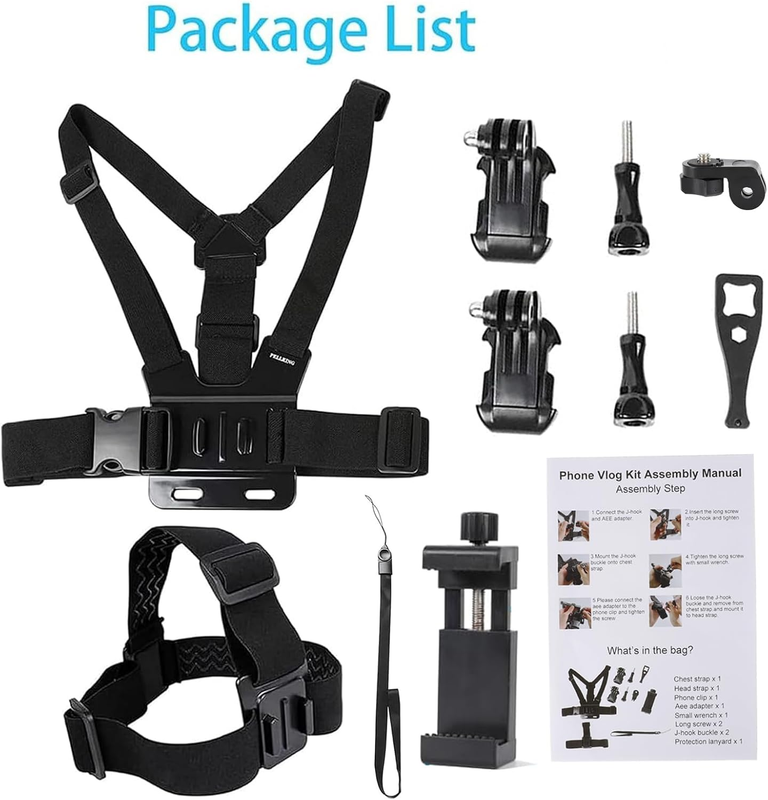 Mobile Phone Chest Strap Harness Mount Head Strap Holder Kit for POV/VLOG,Cell P