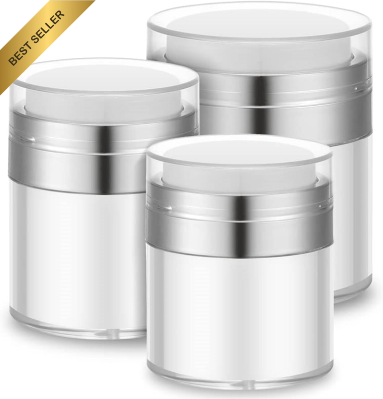 3PCS Empty Airless Pump Jar, 15+30+50Ml Cream Jar Vacuum Bottle Dispenser, Porta