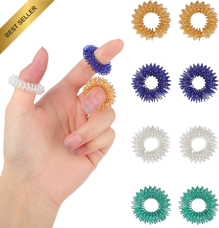 20 Pieces Acupressure Rings, Spiky Sensory Finger Rings Set for Teens, Adults, S