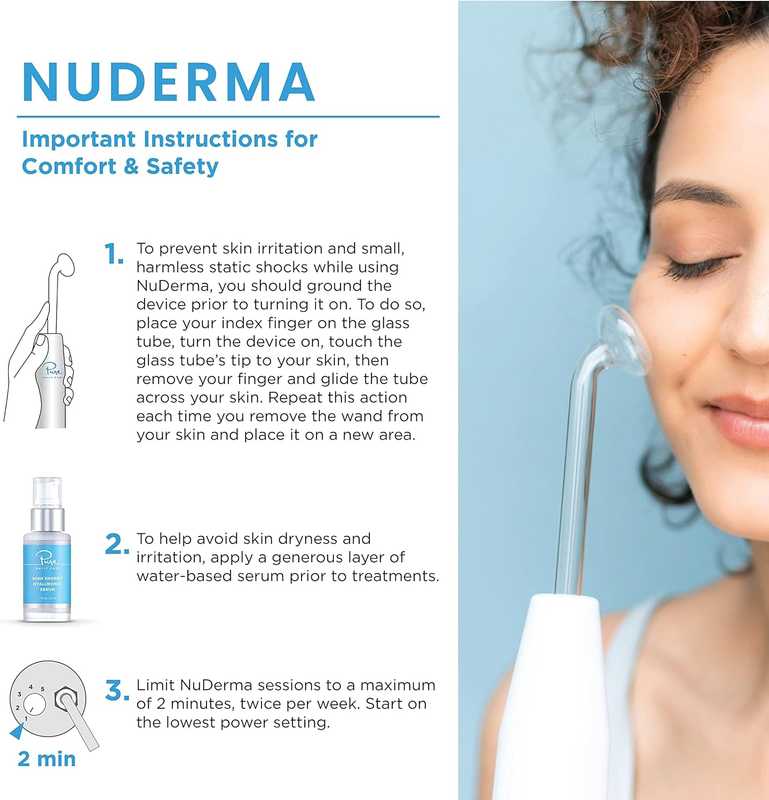 NuDerma Clinical Skin Therapy Wand - Portable Skin Therapy Machine w 6 Fusion Ne