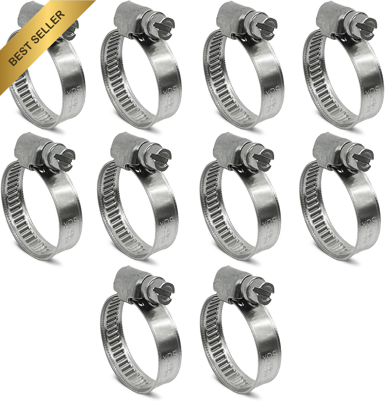 Embossed Worm Gear Hose Clamps Size#10, 5/8-1-1/16 Inch Adjustable Heavy Duty St