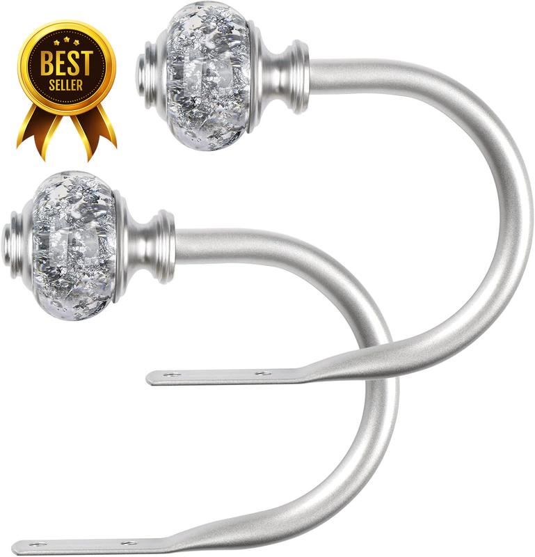 2-Pair 2-Pack Silver Decorative Drapery Curtain Holdback Tieback Set