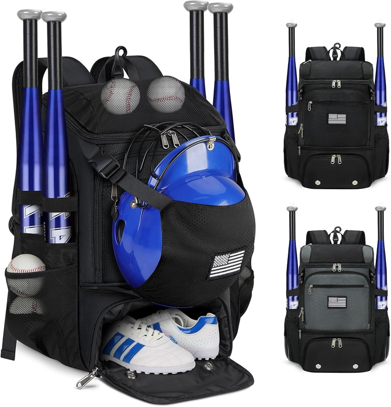 Baseball Backpack Lightweight Softball Bag for Youth & Adults with Dual Helmet Storage, Shoe Compartment & Fence Hook Baseball Bag, T-Ball Bag for Games Equipment & Travel Gear