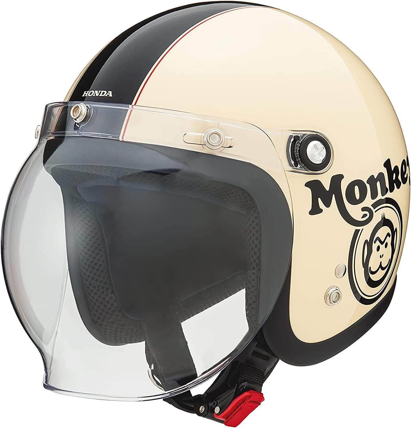 HONDA MONKEY Helmet Open Face Bubble Shield Ivory Black M 57