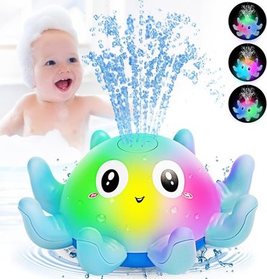 Jovicos Baby Bath Toys, Octopus Sensory Light Up Automatic Blue 
