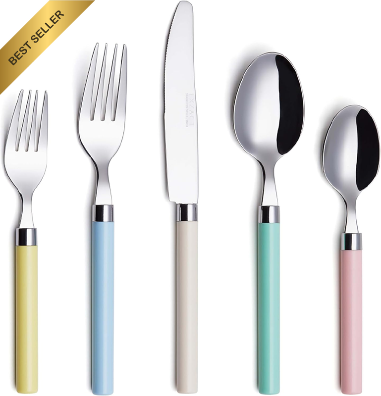 Cutlery Set 20Pcs Stainless Steel - Mixed Coloured Handles - Dishwasher Safe - S