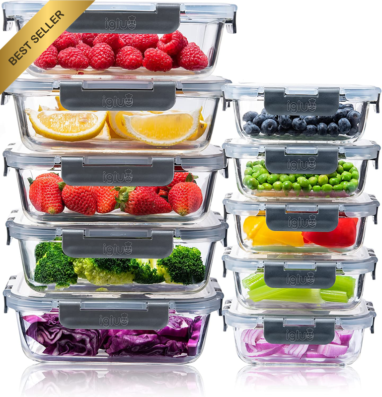 Glass Containers with Lids (10 Pack) – Airtight & Bpa-Free – Oven, Microwave, Fr