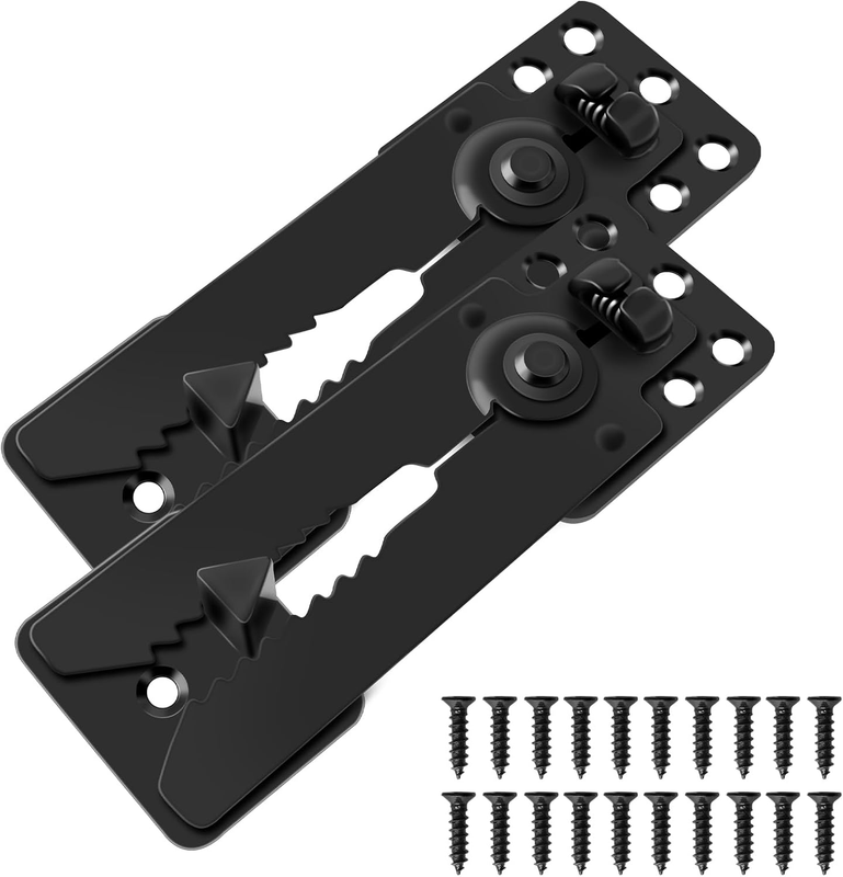 2 Pack Sectional Couch Connector with Screws, Heavy Duty Metal Sofa Alligator Clamps Couch Connector for Sliding Sofas, Keep Your Sectional Sofa Together, Easy Installation (Black)