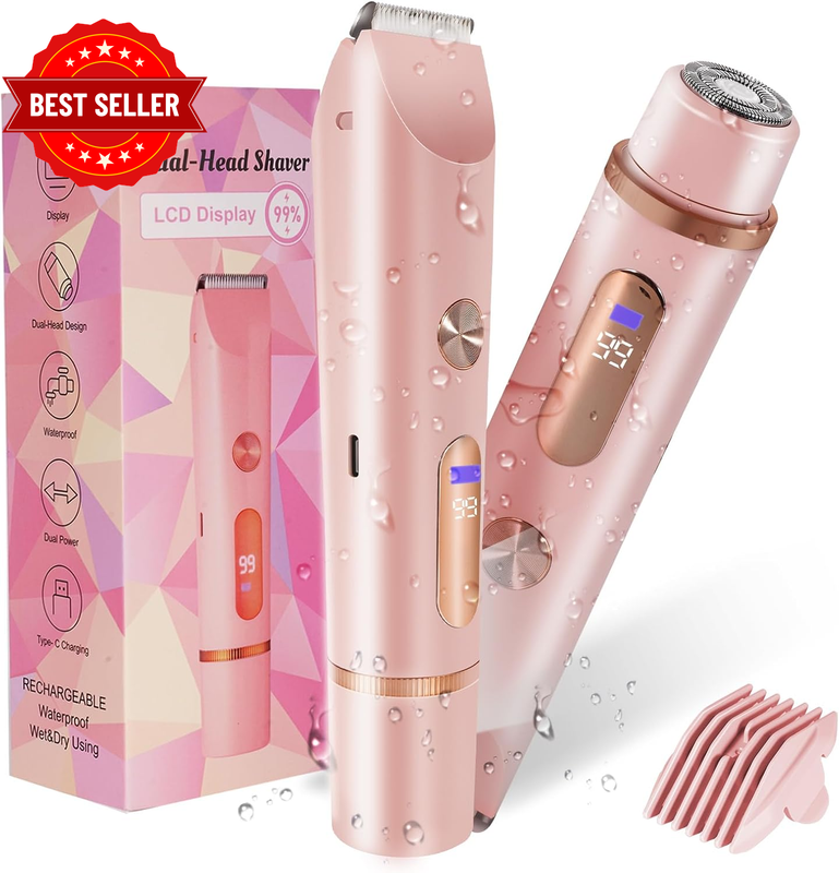 Women'S 2-In-1 Bikini Trimmer Powerful Electric Epilator Waterproof for Pubic Ha