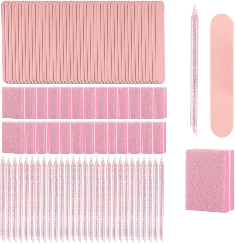 100 Set Nail Tool Kit, Including 100Pcs Mini Nail Buffer, 100Pcs Nail File, 100P