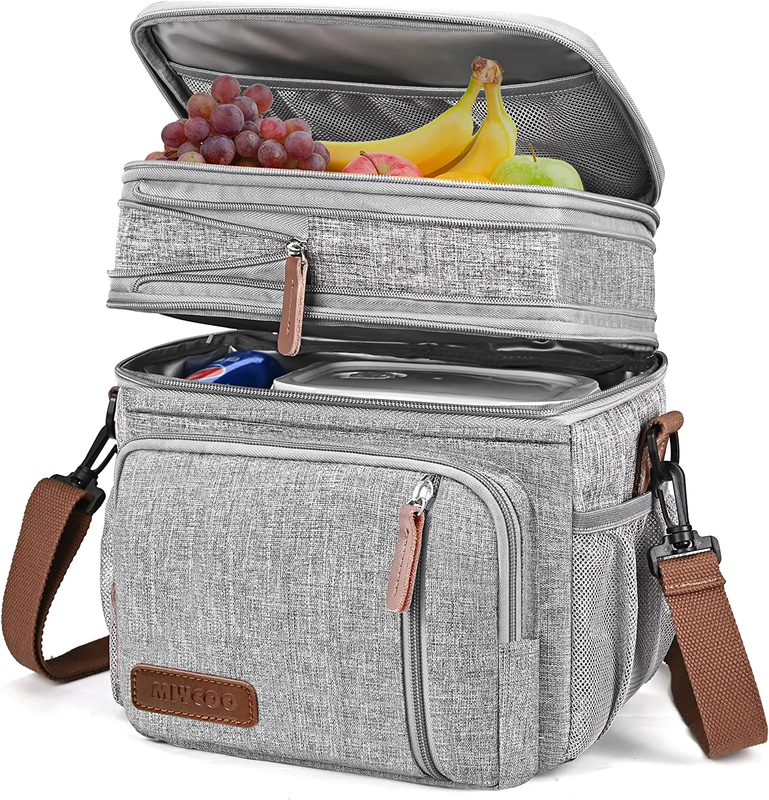 For Women Men Double Deck Lunch Box - Leakproof Insulated Soft Large