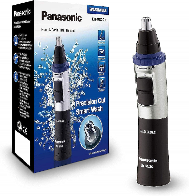 Panasonic ER-GN30 Wet & Dry Nose, Ear, Facial Hair Trimmer, Black/Silver