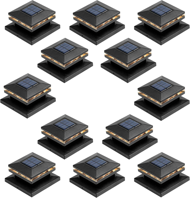 12 Pack Solar Post Cap Lights, Outdoor Fence Post Lights Solar Powered Caps for