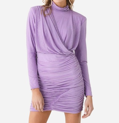 Pre-owned Simkhai Jonathan  Abrah Mock Neck Mini Dress In Lavender - Size S In Purple