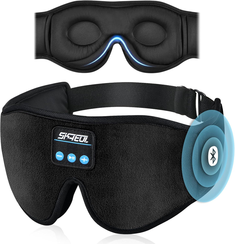 Sleep Headphones Mask, Music Eye Mask with Microphone Built-In HD Speakers, 3D W