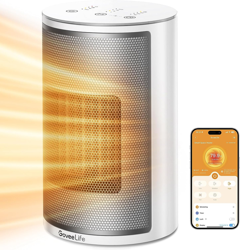Portable Electric Space Thermostat Heater Home Warmer WIFI Voice Control 1500W