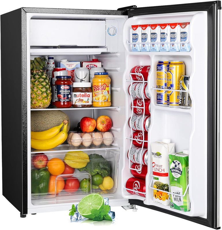 Upstreman 3.2 Cu.Ft Mini Fridge with Freezer, Single Door, Adjustable Thermostat