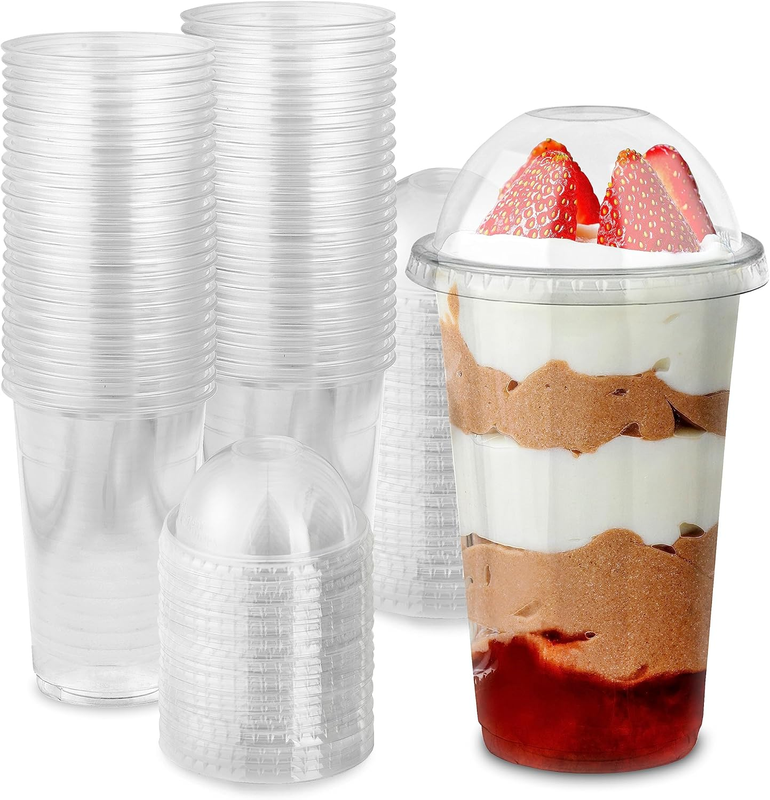Clear Plastic Dessert Cups With Lids (set Of 50) Large Disposable Parfait