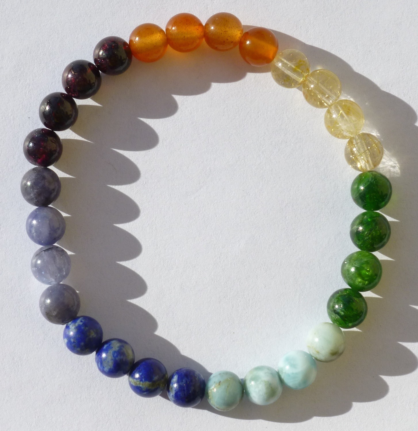 Chakra Natural Gemstone Bracelet Chrome Diopside Lapis Larimar 7mm - 6 3/8