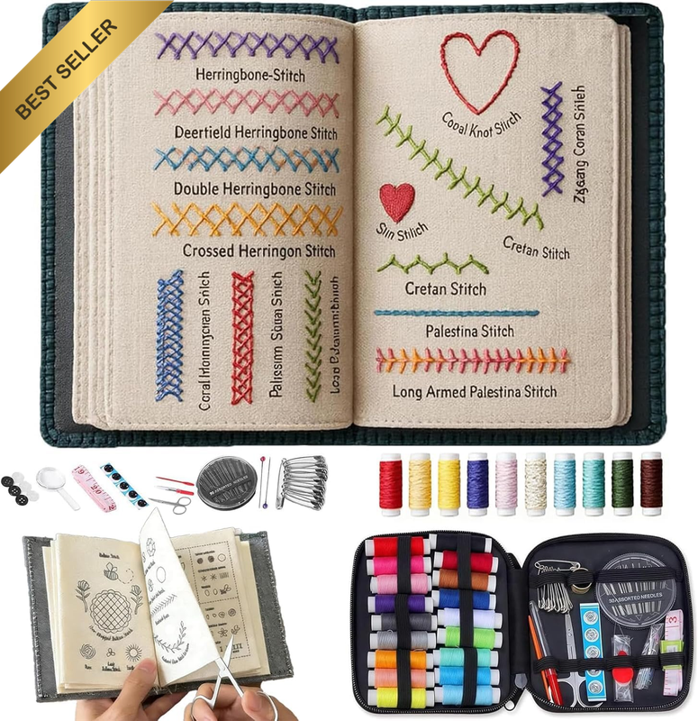 2026 Upgraded Embroidery Stitch Book Kit for Beginner, DIY Book Embroidery Kit w