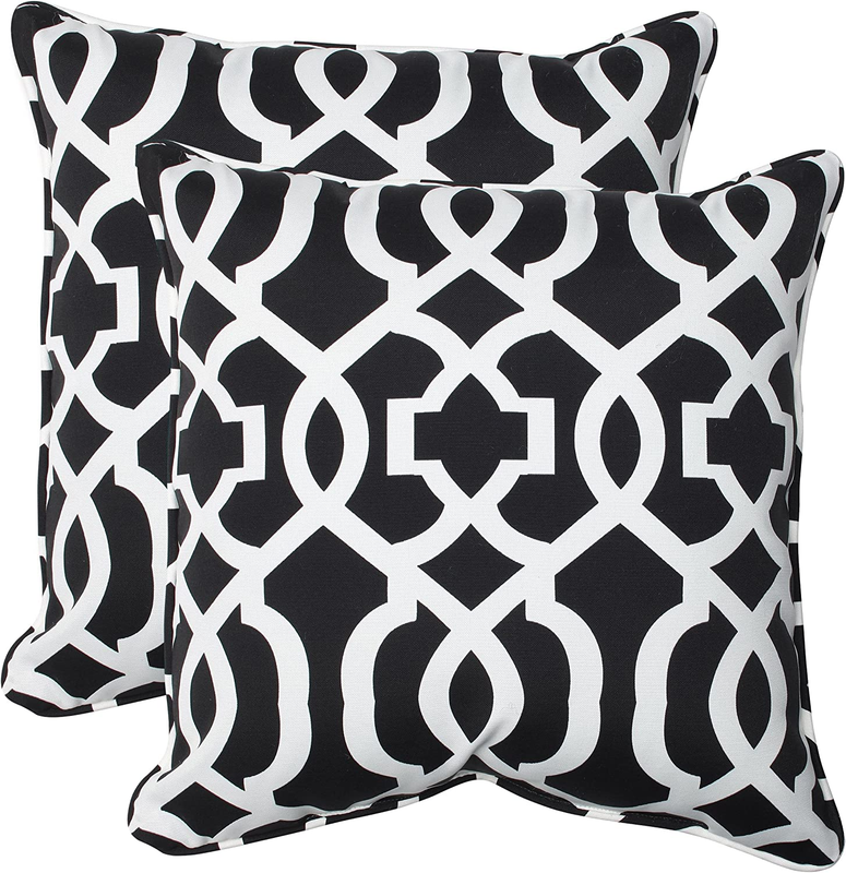 Outdoor/Indoor New Geo Black/White Throw Pillows, 18.5" X 18