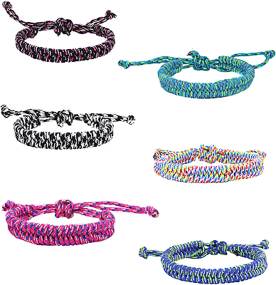 6 Paracord Friendship Bracelets for Boys Parachute Cord Braided Bracelet Set W