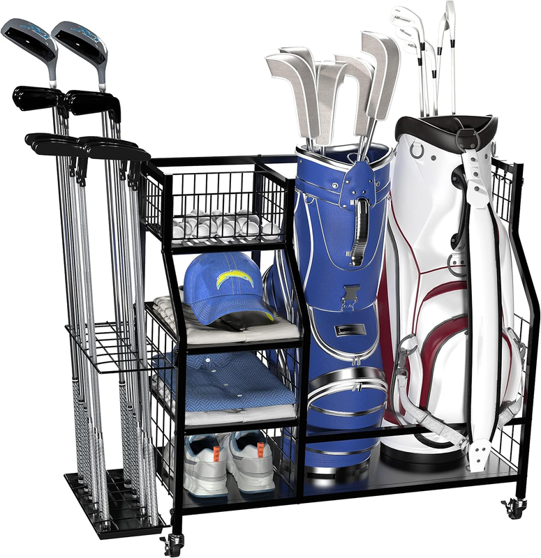 Storage Organizer For Garage, Golf Bag Holder Club Organizer