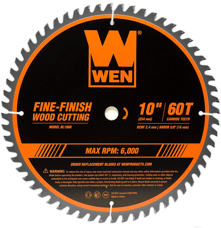 Wen Woodworking Saw Blade Miter Table 10 Inch 60 Tooth Fine Circular Cutting Ne