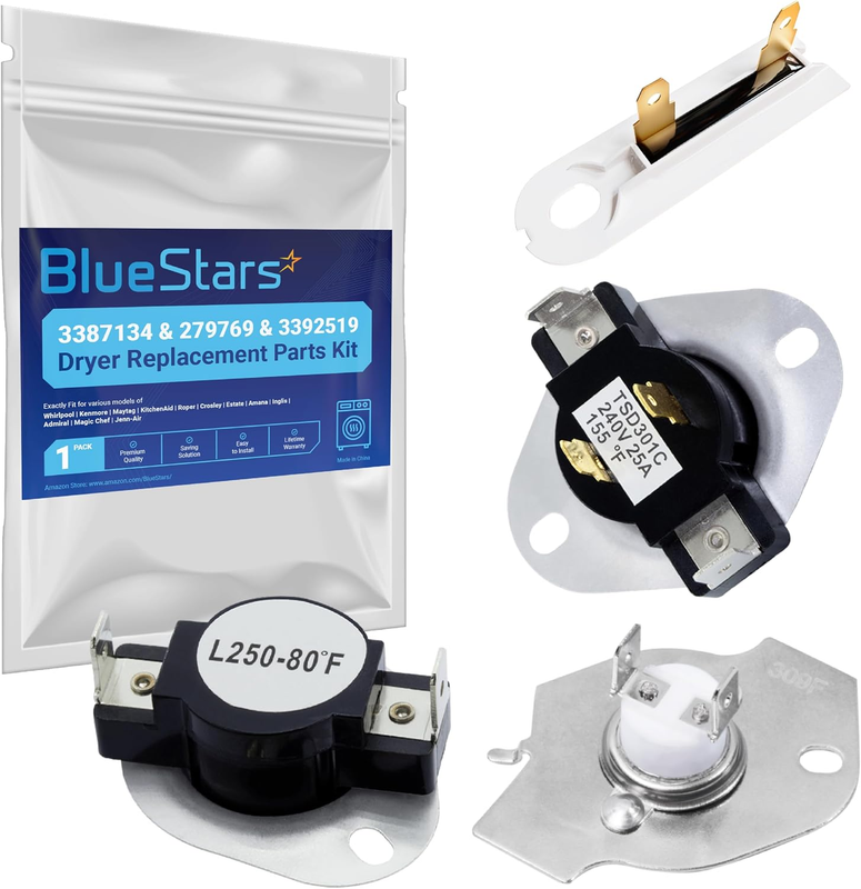Thermal Cut-Off Kit 279769 for Whirlpool Kenmore Maytag Dryers Replaces 3387134