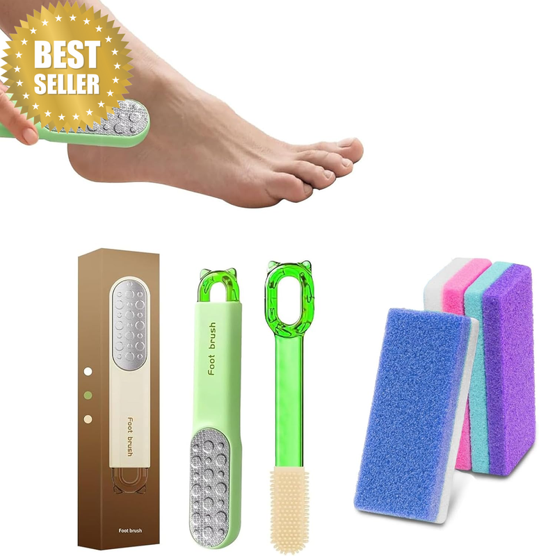 3-In-1 Pedicure Scrubber Tool - Foot Pumice Stone,Stainless Steel Dual-Sided Foo