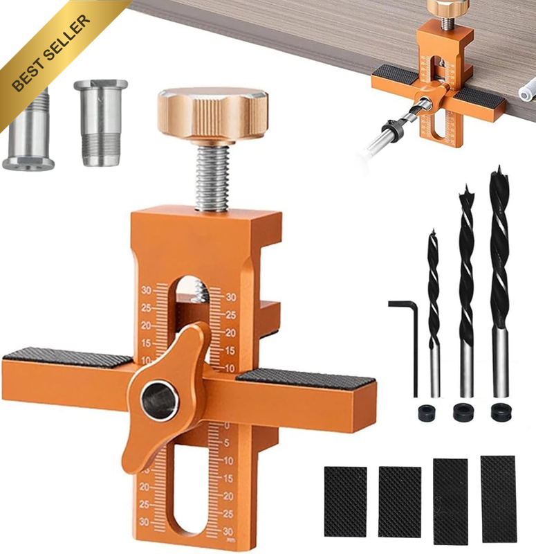 Cabinet Door Mounting Jig, 2-In-1 Aluminum Alloy Installation Positioner with Ad