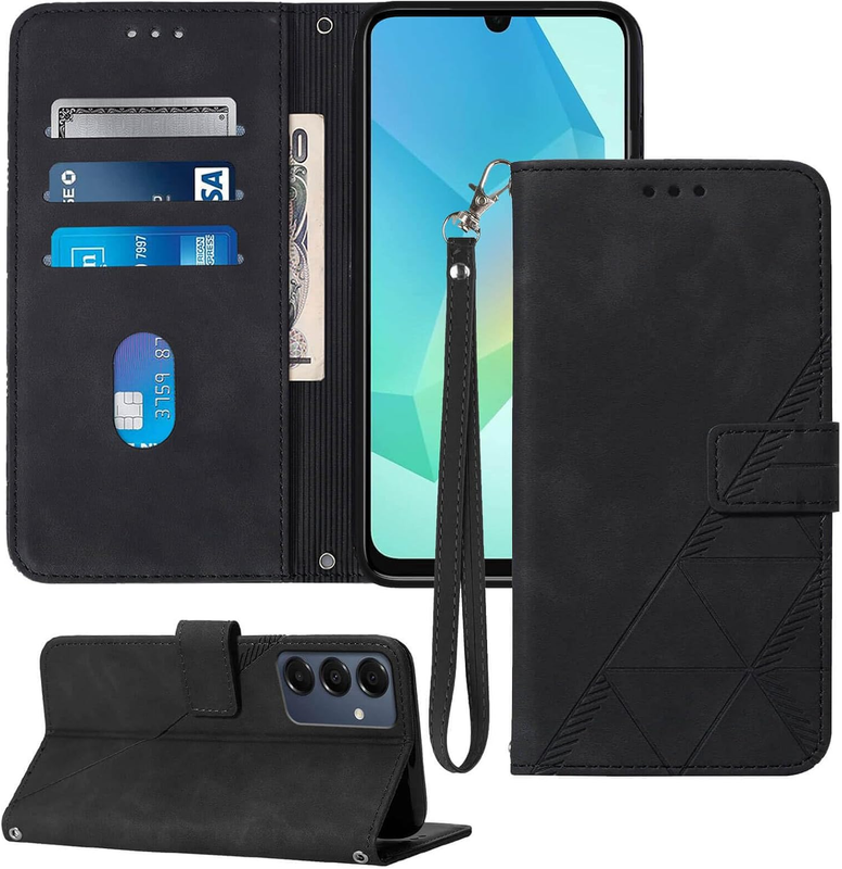 for Samsung A16 5G Case Wallet,Card Holder Slots Wrist Strap TPU Interior Protec