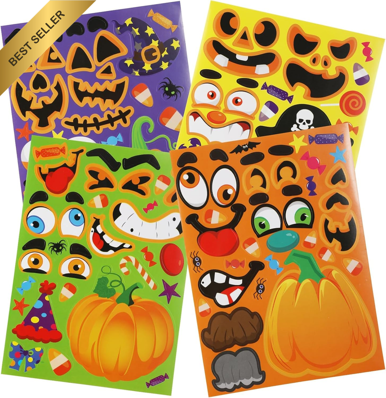 32Pcs Funny Halloween Stickers Make a Face Party Game Stickers for Kids Craft Fa