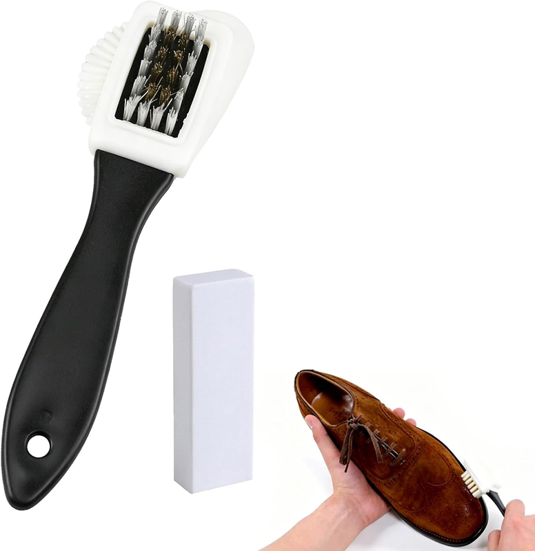 Suede Brush Kit - 4-Sided Cleaning Brush with Eraser for Shoes, Boots, Jackets,