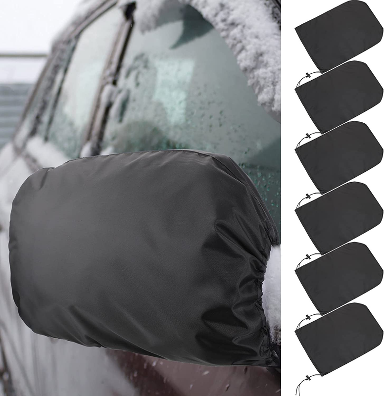 6 Pieces Waterproof Side Mirror Covers Auto Rearview Protection Cover Exterior Rear View Accessories Car Mirror Accessories with Drawstrings for Car Vehicle Winter